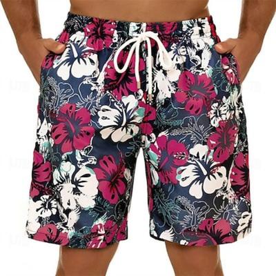 Calções de Natação Masculinos Cintura Média Streetwear Havaiano Boémio Casual Diário Cordão Roupa de Designer