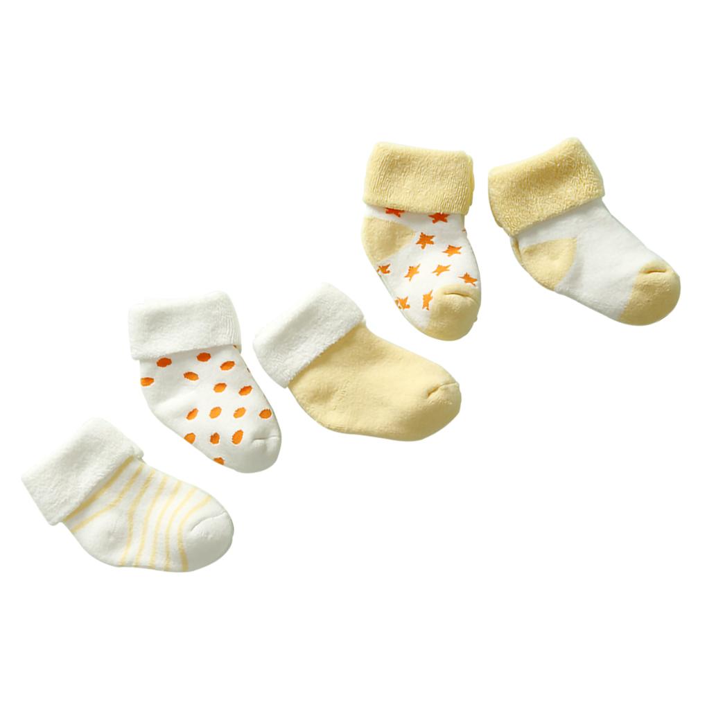 5 Pair Baby Cotton Socks Sets Newborn Socks Thicken Cartoon Comfort Cotton Infant Warm\-keeping Socks with Elastic Opening