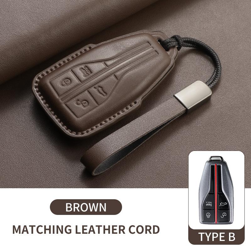 

Leather Car Remote Key Case Cover Shell Fob For Faw Hongqi H5 Hs5 H9 Hs7 H7 L5 Hs3 L9 E-Hs9 E-Qm5 Ls7 E-Hs3 Keychain Accessories