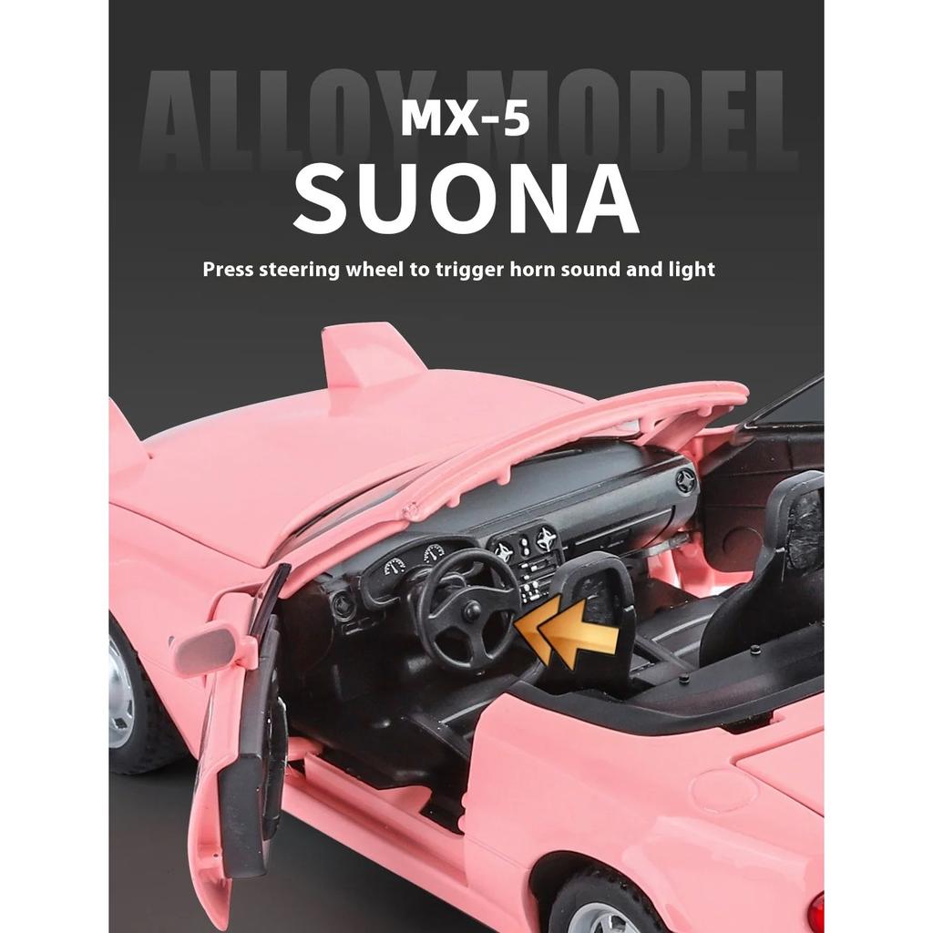1/24 Scale Mazda MX-5 Alloy Car Model with Authentic Sound Effects, Perfect Display Piece for Car Enthusiasts and Collectors