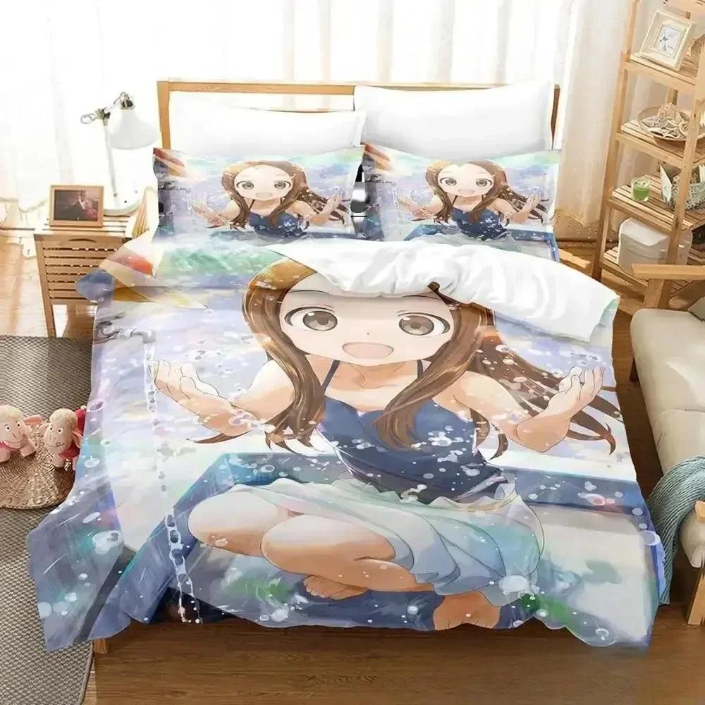 Teasing Master Takagi-San Bedding Set Single Twin Full Queen King Size Bed Set Adult Kid Bedroom Duvet Cover Sets 3D Anime Bed
