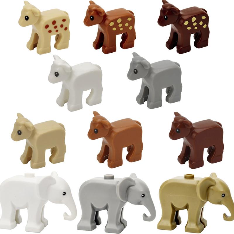 MOC Animal Scene Building Blocks Zoo Elephants Giraffes Chimpanzee Camels Goats Camel Parrots Pigeon Accessories Bricks Toys N09