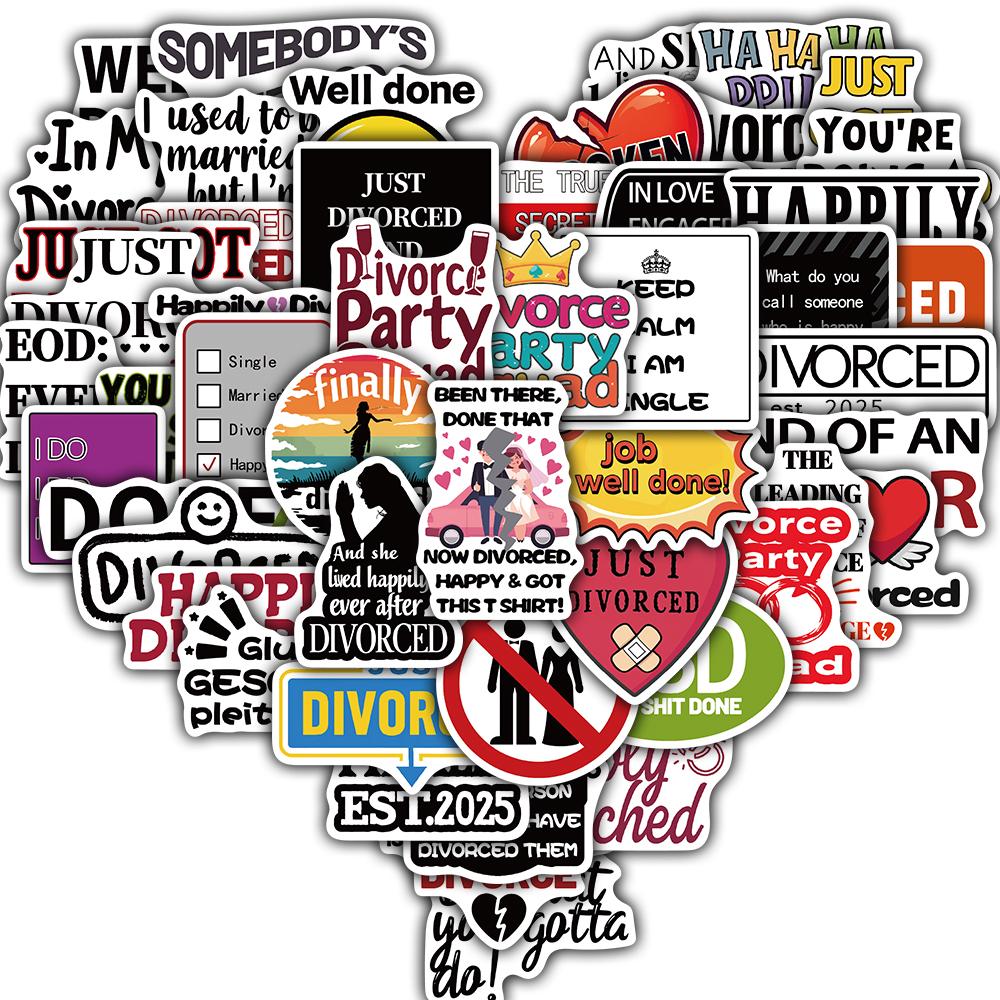 

50PCS Happy Divorced Stickers Motorcycle Living Room Skateboard Graffiti Laptop Luggage Car Cool Suitcase Waterproof Sticker