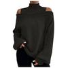 Ladies  And Winter Fashion Off Shoulder Turtleneck Warm Solid Color Long Sleeve Sweater