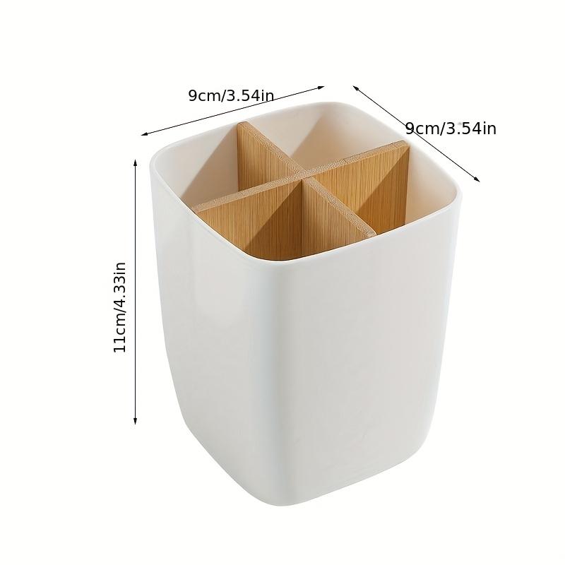 1 st Bambu förvaringslåda med 3 fack Plast kontorsorganisatör Förvaring för pennor och smycken Träpennställ Mångsidig låda