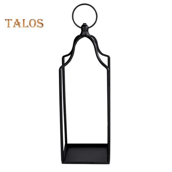Farmhouse Candle Lantern Black Coated Metal Lantern Candle Holder Desktop Open Candle Lantern for Living Room Coffee Table Front Porch