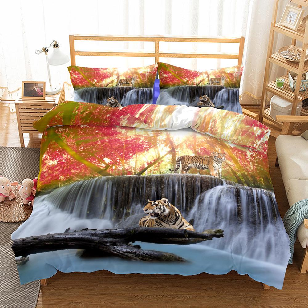 3D Giant Tiger Bedding Set King Queen Twin Single Size Duvet Cover Pillow Cases Bed Linen Set