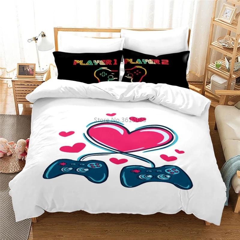 Black Games Gamepad Bedding Set Digital Printing Duvet Cover Set with Pillowcases Europe/Australia/USA Twin Full Queen King Size