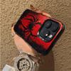 Trendy Retro Black Red Spider Pattern Phone Case for iPhone 16e Pro Max 15 14 13 12 11 Fashionable Phone Shock Absorber Cover