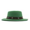 New big-brimmed top hat men's and women's retro British flat-top flat-brimmed woolen hat sun hat