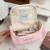 Colorblock Cosmetic Bag Large Capacity Cute Aesthetic Stationery Organizer Kawaii Cartoon Girls Teens Travel Makeup Bag