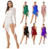 Vestido feminino collant de um ombro dividido malha transparente bainha assimétrica vestidos de dança