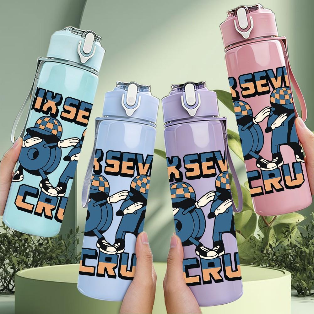 1PC Six Seven Bruh Robot Letter 750ml Color Plastic Sports Water Bottle Leakproof Flip Straw Lid Suitable for Sports Office Home Use