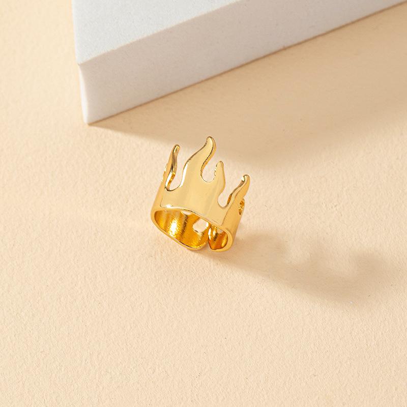 

Открытое регулируемое кольцо с дизайном пламени: Европейский и американский хип-хоп панк уличный стиль для мужчин и женщин