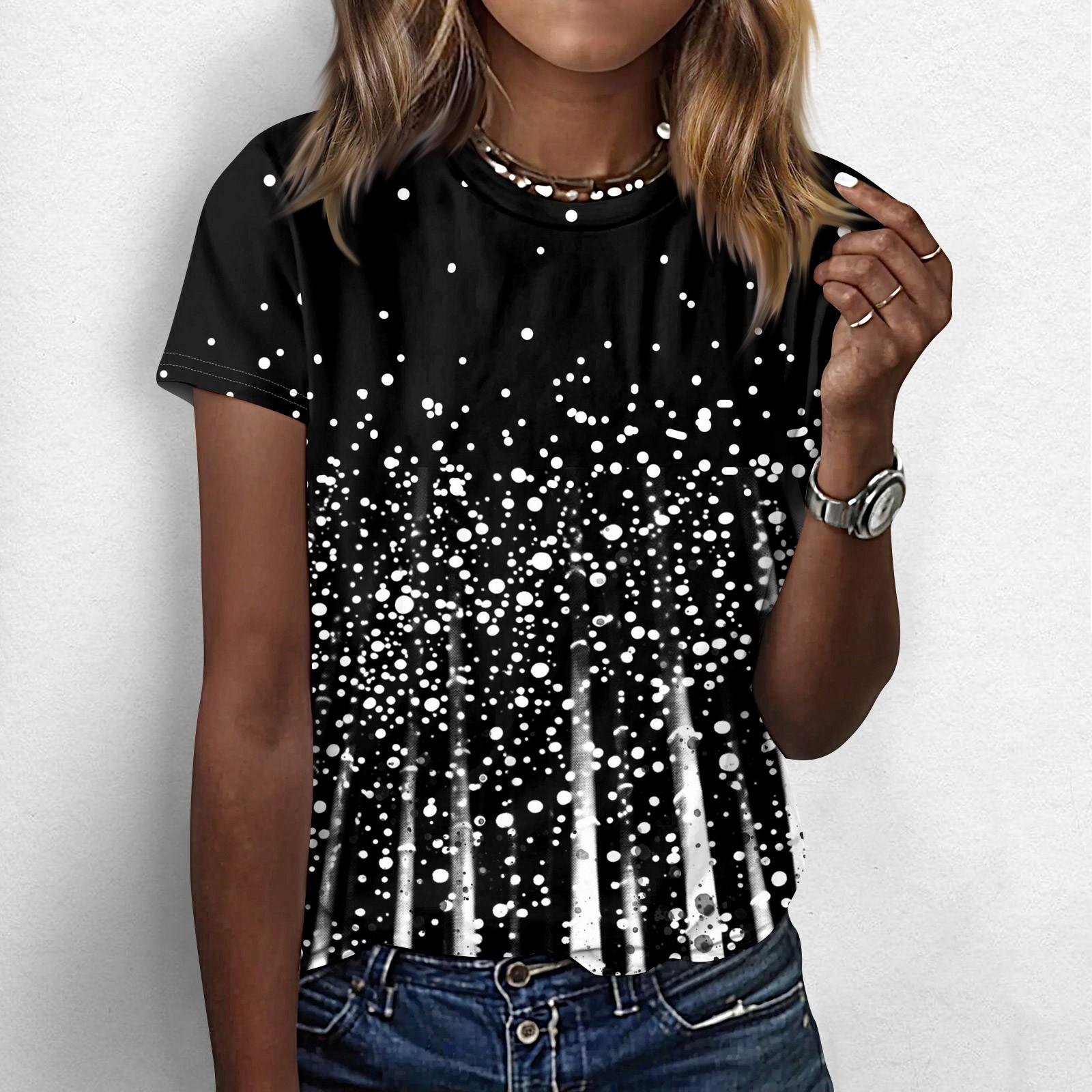 

Женские футболки, женские топы с короткими рукавами, нарядные летние повседневные модные блузки с круглым вырезом, топы-туники L чёрный