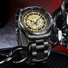 Reloj de Cuarzo para Hombre Negro Esqueleto Hueco Resistente al Agua Reloj para Hombre Deportes al Aire Libre Luminoso Fecha Reloj Masculino Relogios Masculino