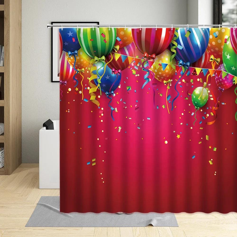 

Christmas Shower Curtain Bathroom Decor White Blue Ball Snowflake New Year Wall Cloth Polyester Winter Holiday Curtains Hook Set 90x180cm-35x70in