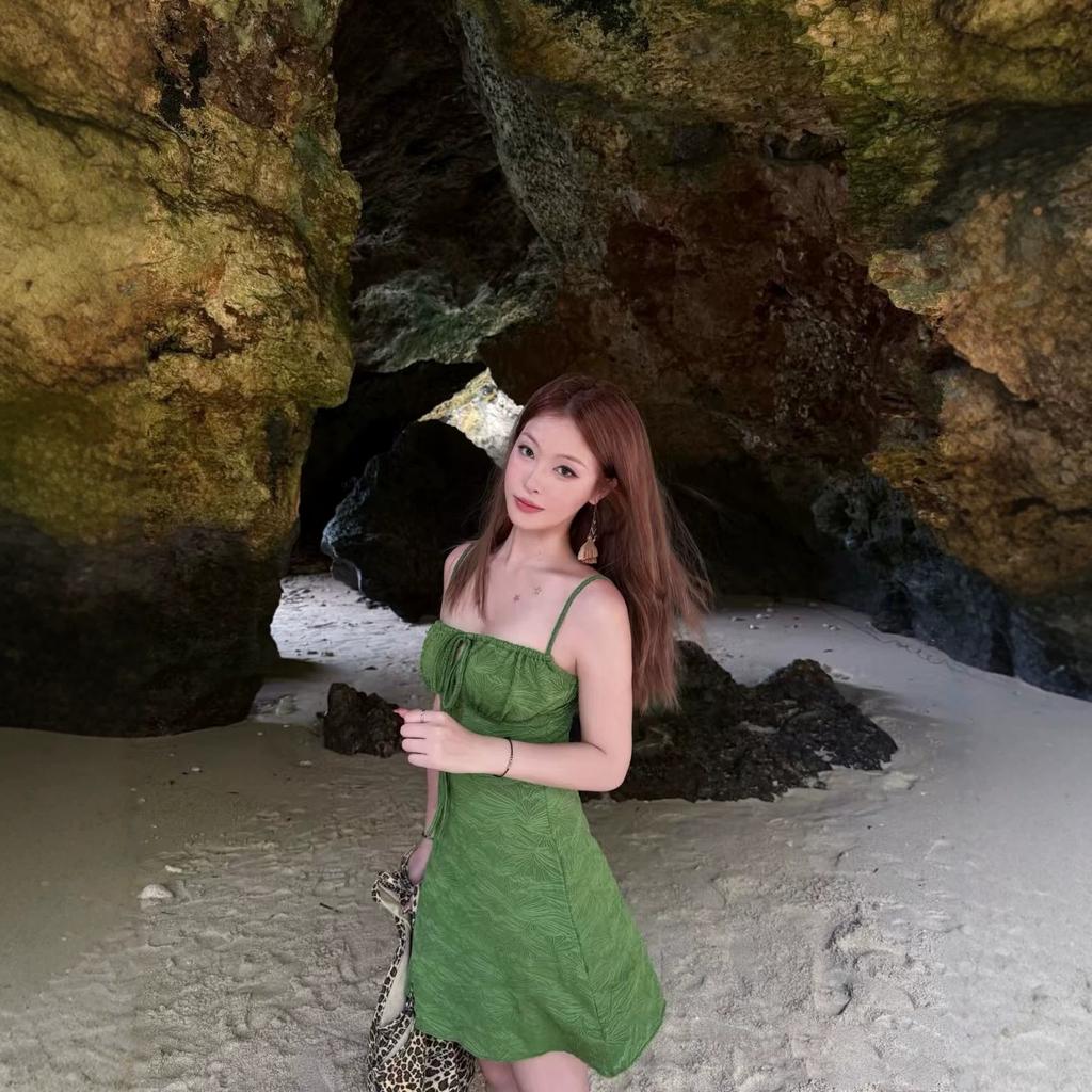 French Seaside Retro Vacation Green Suspender Dress Summer Summer Tube Top New Slim Dress Short