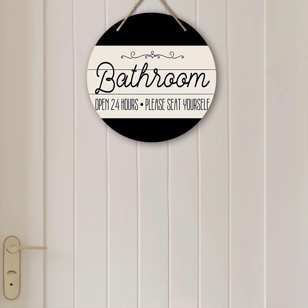 Wooden Hanging Decorative Signs, Toilet Decorations, 2D Flat Pendants, the Pattern Is the "Bathroom" Logo, a Housewarming Gift for Friends