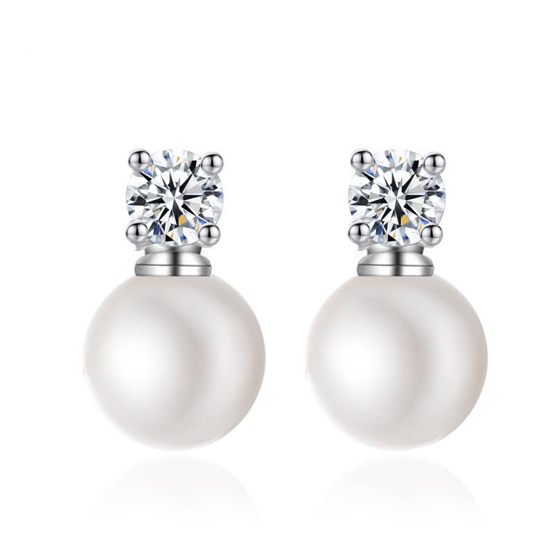 925 Sterling Silver Earrings Pearl Classic for Women Wedding Engagement Fine Jewelry Luxury Zircon Gifts Stud Earrings