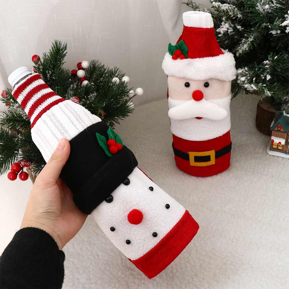 Santa Clause Wine Bottle Decorative Case Cloth Snowman Red Wine Protective Case Festive Wine Bottle Accessories Wine
