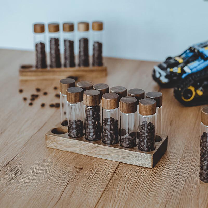 Glass Test Tube Spice Storage Set with Wooden Base