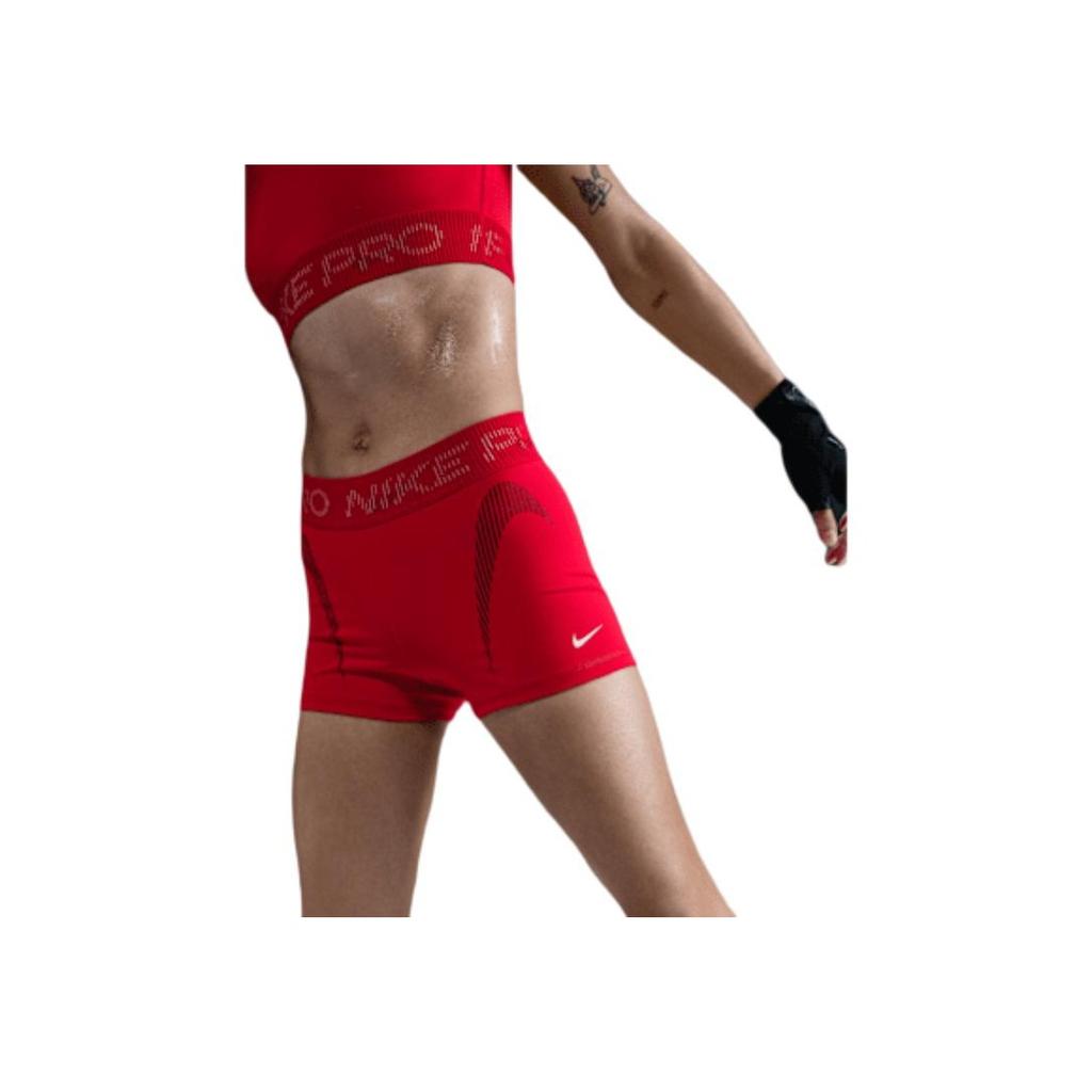 Nike Logo Mid-Rise Elastic Quick-Dry Slim Fit Sports Shorts Women shorts Deep-Red HJ1226-657