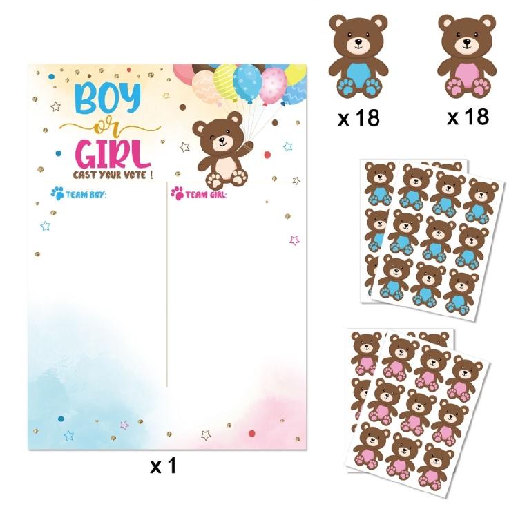 Gender Reveal Party Baby Gender Reveal Poster with 36 Boy and Girl Stickers