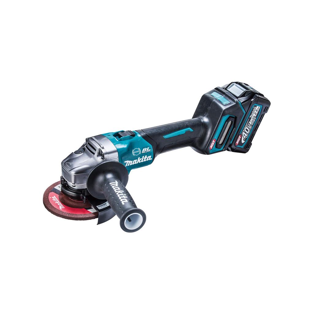 Makita GA002GRDX 40V max 125mm Disc Grinder with Wireless Dust Includes Two and Case Collection/Slide Switch, 2.5Ah Batteries, Charger,