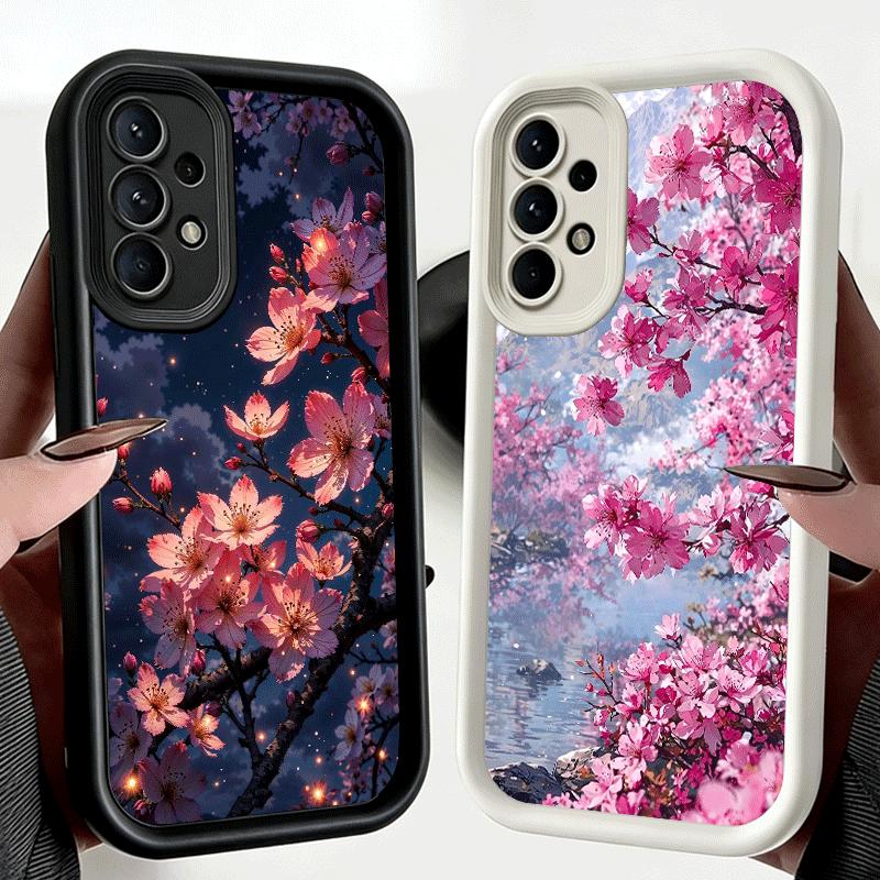 Phone Case for Samsung Galaxy A17 A16 A15 A14 A13 Dreamy Night Cherry Blossom Tree A56 A36 A26 A55 A35 A25 A54 A34 A24 A53 A33 A