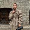 Damen Windbreaker-Mantel im europäischen Stil mit Gürtel - Klassische Unifarbe