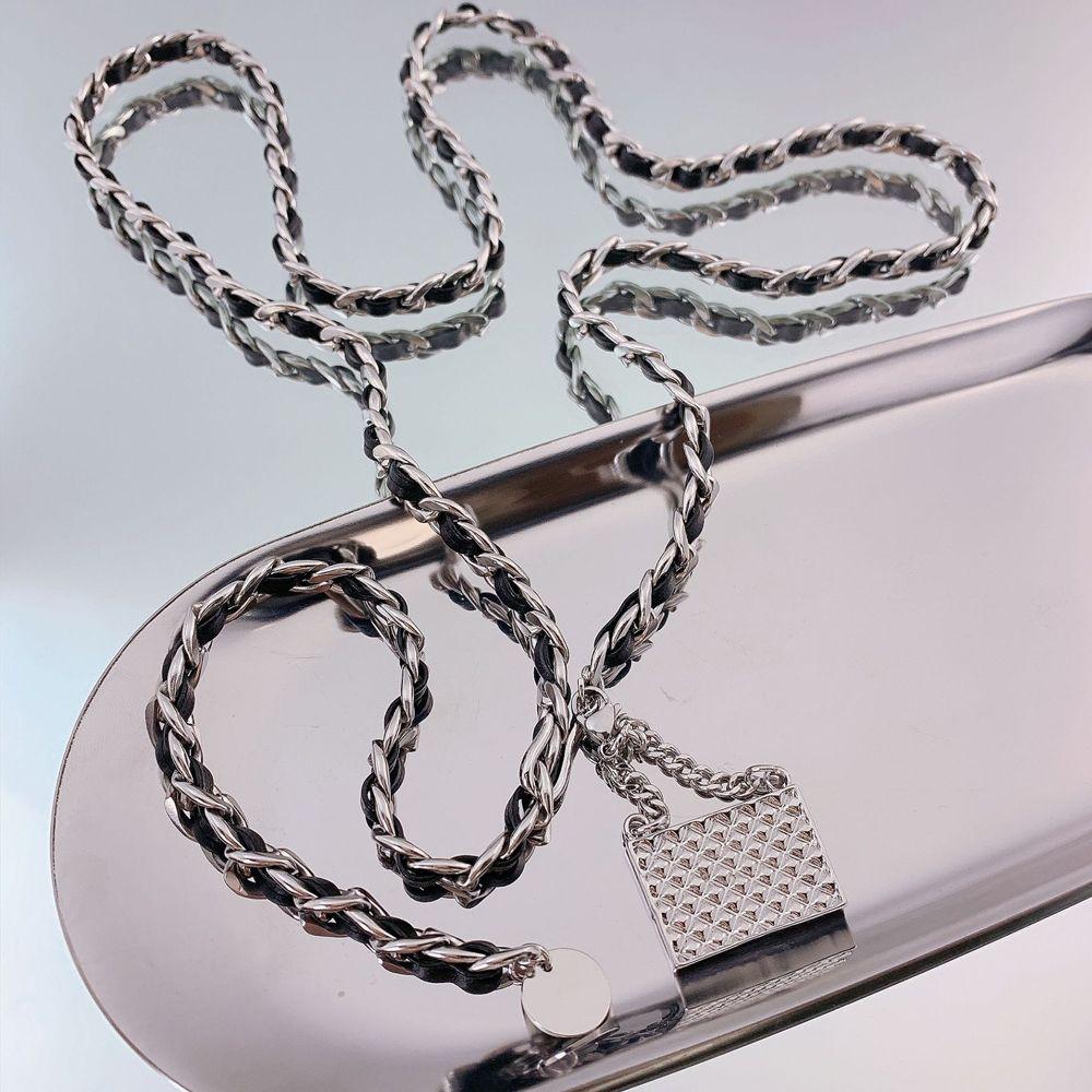 

PU Leather All-match Waist Corset Chain Belts Body Chain Metal Waist Belts Women Waist Chain серебряный