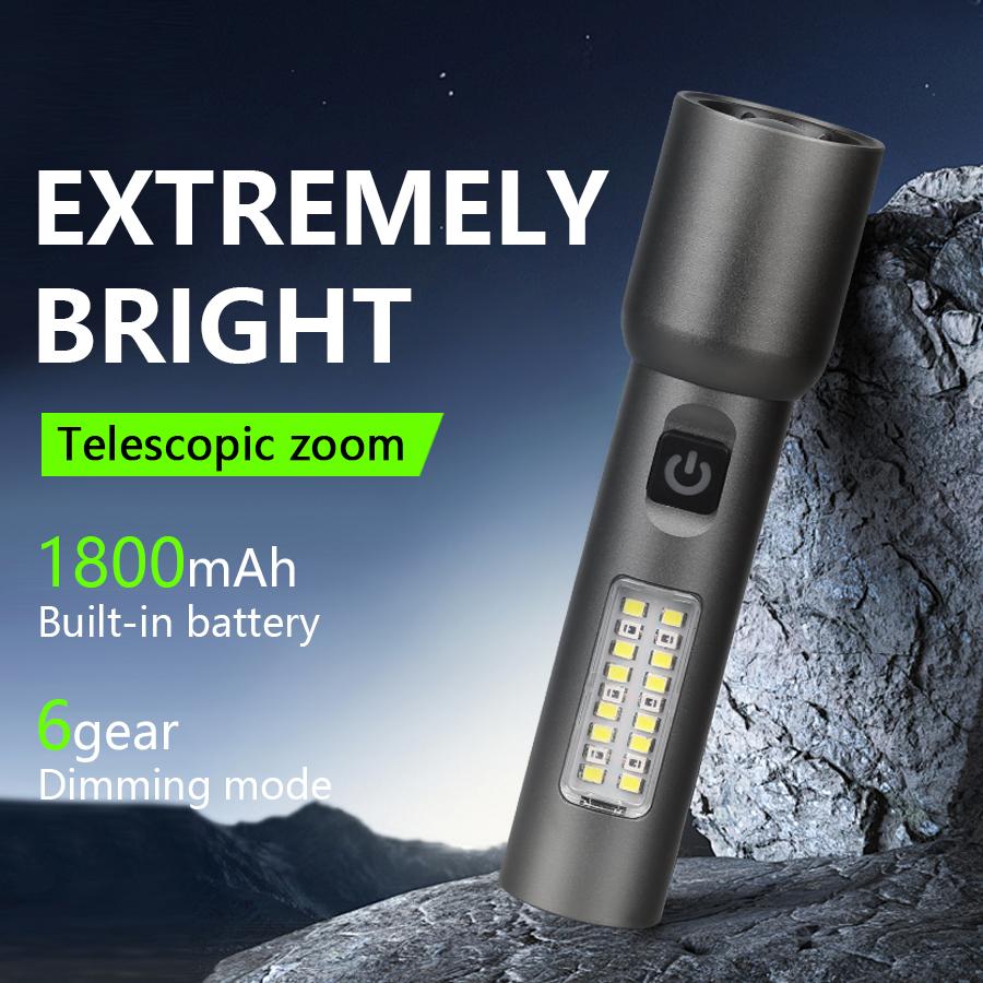 High Power T6 LED Flashlights Camping Torch 5 Light Modes Zoom Light Aluminum Alloys Waterproof Material Use 18650 Battery