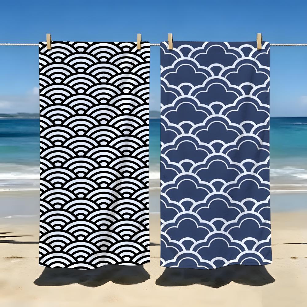 Textilien Art J-Japanese W-Wave P-Pattern Towel Beach Blanket Towel For Travel Gym Shower Luxury Lightweight Camping Pool Hot