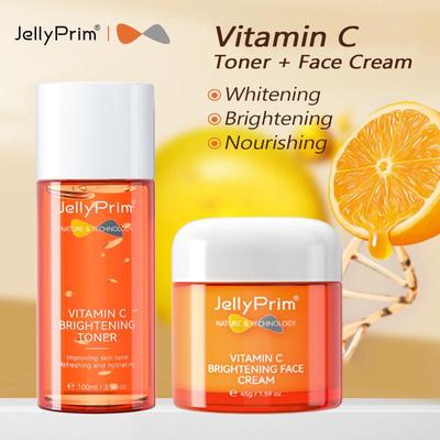 Set de cuidado de la piel blanqueador con vitamina C, tónico y crema facial (2 unidades)
