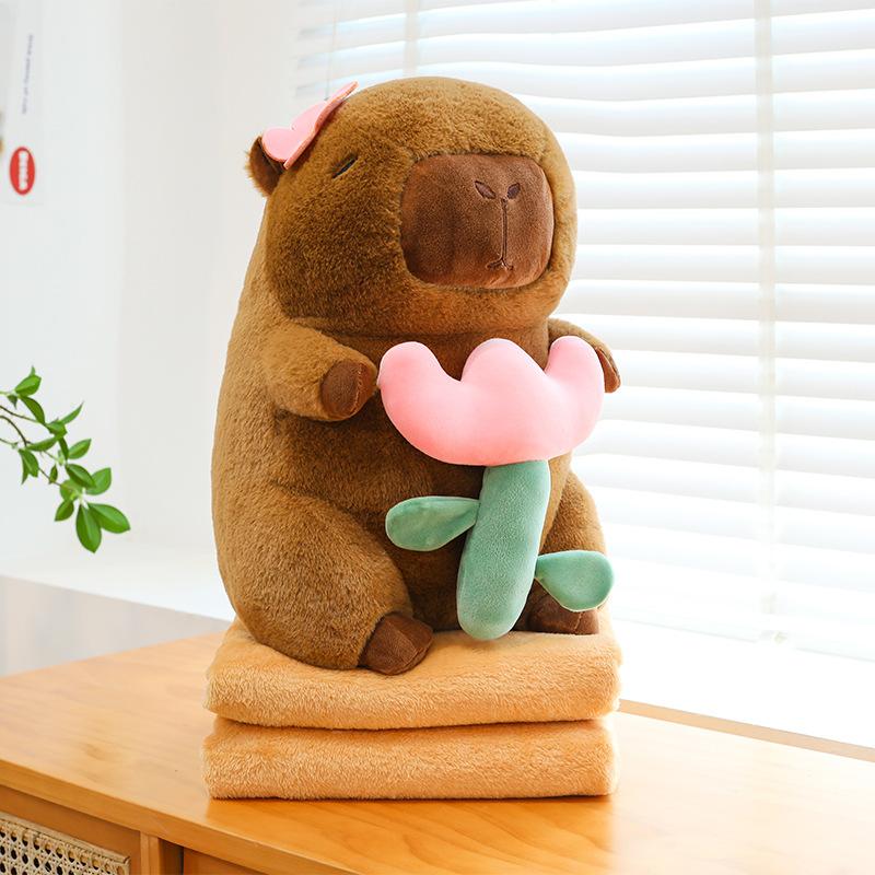 

Turtle Capybara Plush Toy Toys Toast Kapi Air Conditioning Blanket Girls Office Two-in-One Pillow Car Quilt sitting height 40cm blanket 1 * 1.6m