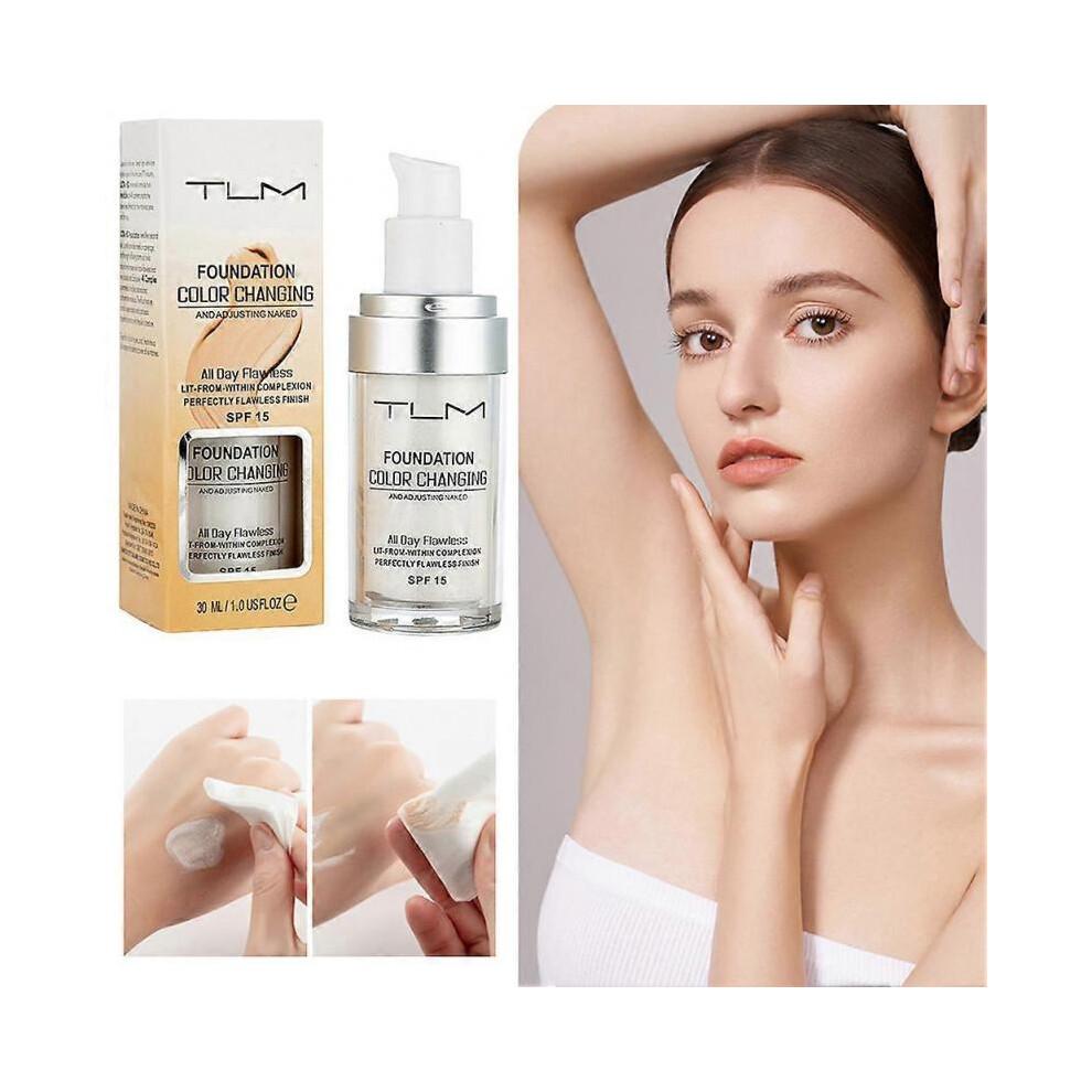 TLM Colour Changing Foundation,SPF15 Flawless Color Changing Foundation Makeup Base Moisturizing Liquid Foundation , Sunscreen