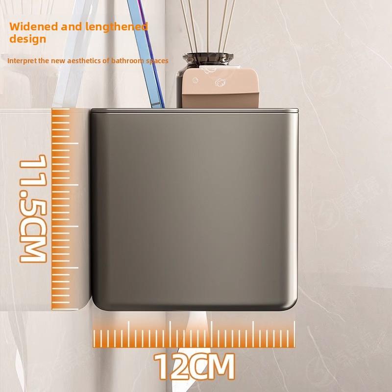 Bathroom Gun Ash Wall-mounted Paper Towel Holder Paper Towel Box Bathroom Multi-functional High-value Storage Rack