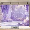 2D plan, 1 yellow garden background banner, lavender and purple wisteria design, elegant wedding, birthday party, photo