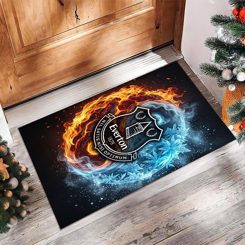 Tappeto in Velluto di Cristallo con Stampa Calcio Everton, Comodo Assorbente d'Acqua Antiscivolo Tappeto per Pavimenti Interni