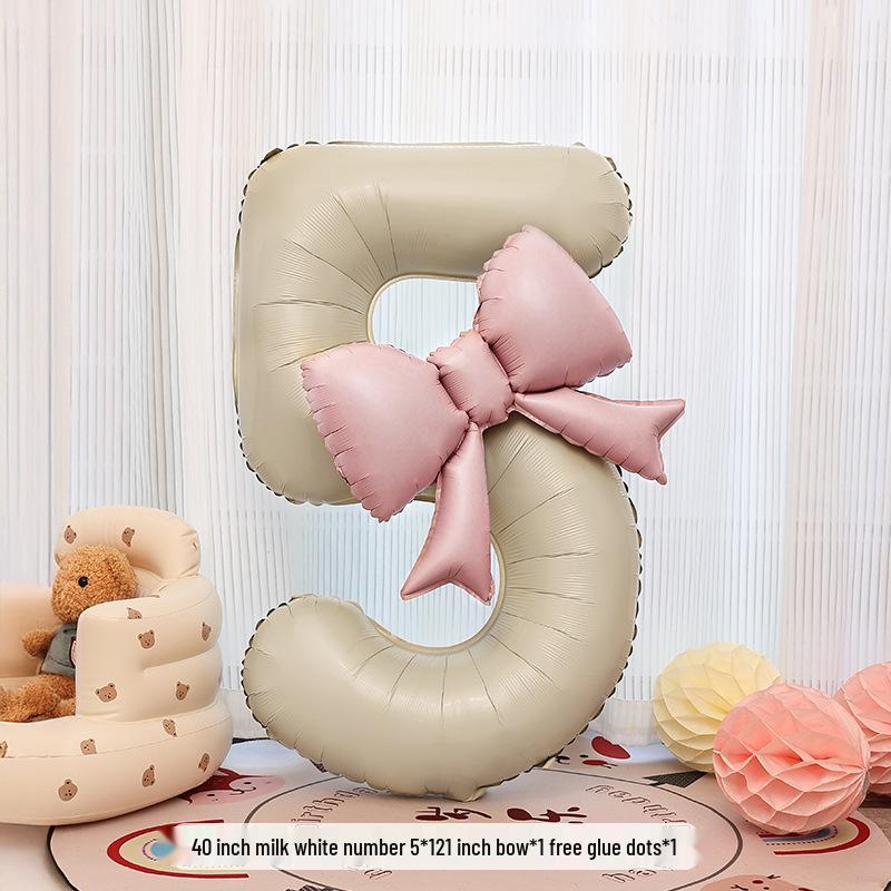 40-Zoll Cremeweiße Matte Zahlenballons - Geburtstagsfeier Dekorationen