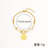 Personalized Retro Round Coin Main Tag Titanium Steel  Light Luxury Niche Layered Extension Pearl Adjustable  Women