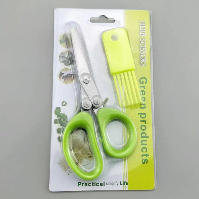 Multifunctional Stainless Steel 3/5-Layer Scallion & Seaweed Shredding Scissors - Versatile, Strong Kitchen Tool.