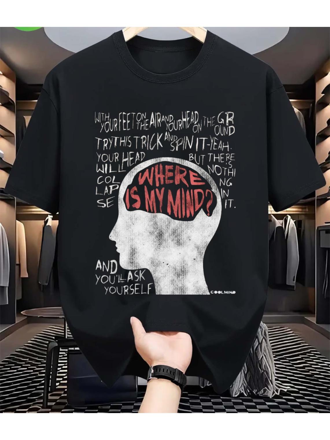 Vintage Where Is My Mind Y2K Retro T Shirt Womens Unisex Cotton Tee Summer Spring Oversized Novelty Streetwear Loose Top ONeck S