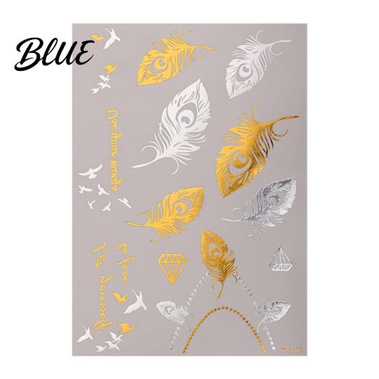 Decorative Body Art Decals Golden Silver-color Metallic Tattoo Sticker for Women Girls Temporary Tattoos Face Arm Decoration Waterproof Fake