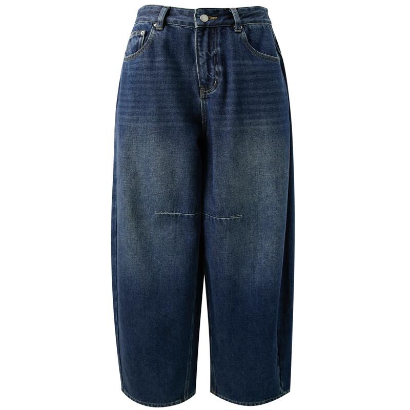 Sancai Women's Winter Fleece-Lined Loose Fit Scythe-Leg Jeans