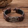 St. Benedikt geflochtenes Lederarmband Echtes Leder Kreuz San Benito Jungfrau Armband für Männer Frauen