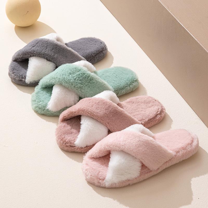 Fashion Casual Fluffy Women's Home Slippers Flats Luxury Designer Woman Shoes Winter Elegant Plush Footwear Indoor Fuzzy Fur Slides Soft