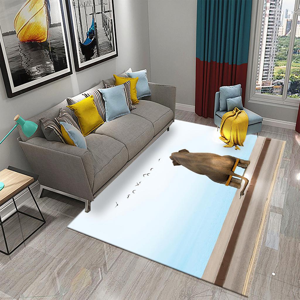 African Elephant Carpet African Animal Rugs for Living Room Bedroom Dining Kitchen Office Bathroom Non-Slip Large Decor Carpet