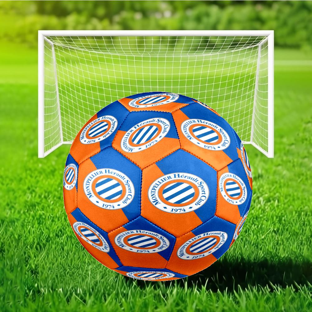 Montpellier Hérault Sc Crest Soccer Ball Size 5 Soccer Ball, Machine-stitched, Soft and Comfortable, Suitable for Training and Matches Fan Gift
